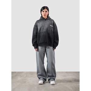 Sweat à capuche en molleton bouclette effet vieilli 450 g/m² Taille XL Délavé avec fermeture éclair Broderie 3D et éléments sérigraphiés - Product Image 6