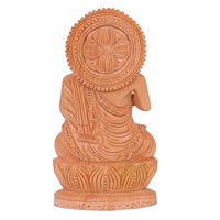 Statue de Bouddha artisanale en bois de 8 pouces, sculptée et polie, idéale pour la décoration spirituelle de la maison, du bureau ou d'un temple, vente en gros.