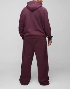 Vêtements de sport en gros d'usine, ensemble de survêtement pour homme uni, design ample, veste à fermeture éclair écologique et pantalon de jogging à jambe droite, ensemble 2 pièces - Product Image 6