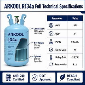 Gas Refrigerante ARKOOL HFC R134a 99.9% de Alta Pureza en Cilindro Desechable para Sistemas de Refrigeración de Automóviles, HVAC Doméstico y Refrigeradores - Product Image 4