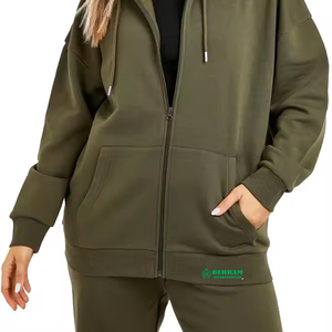 Sweats à capuche zippés Logo personnalisé sweats à capuche surdimensionnés pour femmes sweat à capuche zippé lourd pour femmes haut tendance - Product Image 5