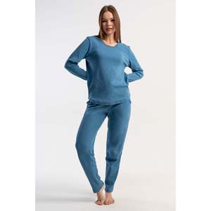 Conjunto de Pijama KADIN INTERLOK con Cuello Redondo, Manga Larga, Diseño Ovalado y Bolsillos - Azul - Azul - Product Image 4
