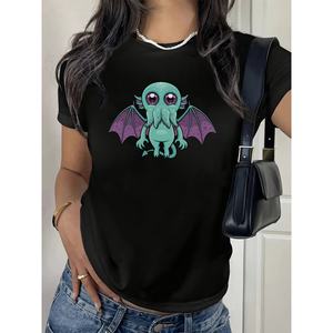 Camiseta de ocio para mujer para Primavera/Verano Top estampado estándar de un color hecho en China - Product Image 1