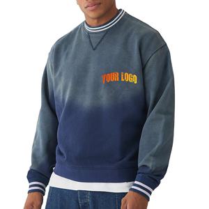 Por encargo Sun fade Wash manga larga invierno y otoño desgaste cuello redondo pulóver 400 + GSM sudadera para hombres con diseño de costilla personalizado - Product Image 1