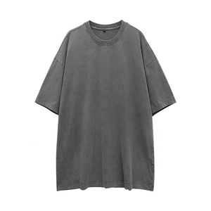 T-shirts à imprimés longs teints unis surdimensionnés personnalisés à la mode pour hommes 100% coton doux et respirant de qualité - Product Image 1