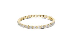 Brazalete de Tenis para Mujer en Oro Amarillo y Oro Rosa de 18K con Diamantes de Corte Esmeralda Cultivados en Laboratorio, Engaste de Bisel, Certificado IGI, Chapado en Rodio - Product Image 6