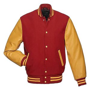OEM Custom Coated Woven Men's Fleece Varsity Jacket <b>Stand</b> Collar Front Logo Windproof Breathable 220g Wholesale Pakistani - Product Image 2