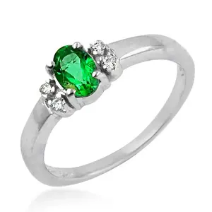 Anillo de Plata 925 con Esmeralda Estilo Romántico para Mujer, Chapado en Rodio, Patrón de Cruz, Joyería Fina con Piedra Preciosa, Zirconia Principal para Bodas - Product Image 2