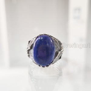 Anillo de Plata de Ley 925 para Hombre al por Mayor con Gema Natural de Lapislázuli Afgano, Anillo de Piedra de Nacimiento, Joyería Árabe, Regalo de Cumpleaños - Product Image 4