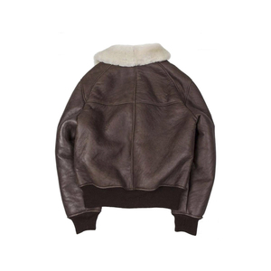 Blouson Bomber Homme en Cuir Véritable avec Col en Fourrure, Fermeture Éclair, Style Moto Hiver, Épais, Coupe-Vent, Streetwear, Logo Avant, 440g - Product Image 3