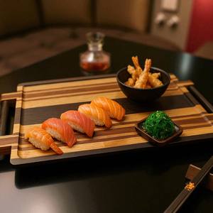 Plateau de service en bois FT01 avec logo personnalisé, prix d'usine, vente en gros, formes et tailles personnalisées, plateau en bois naturel artisanal - Product Image 5