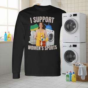 T-shirt à manches longues Unwearable Adult Humor Bootleg, T-shirt promotionnel « Je soutiens les sports féminins » - Product Image 3