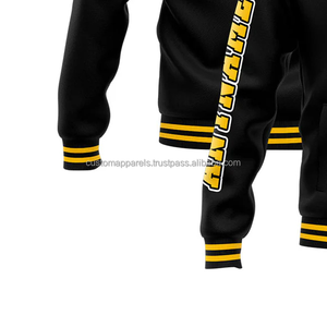 Vente en gros veste universitaire haut de gamme 100% manches en laine col montant broderie décoration avant Logo Placement respirant coupe-vent - Product Image 5