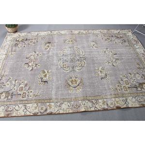 Tapis turc, grand tapis de 5,3 x 8 pieds, tapis en laine gris et blanc - Product Image 4
