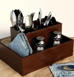 ที่ใส่ช้อนไม้แนวชนบทเครื่องใช้ในครัวที่ทำด้วยมือที่วางช้อนส้อมทำจากไม้ธรรมชาติแบบเรียบง่าย - Product Image 6