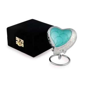 Urnas de cremación pequeñas con banda Floral turquesa con soporte, suministros funerarios, cenizas de niños y mascotas, urna de Metal de recuerdo, precio barato - Product Image 6
