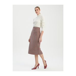 Falda de Mujer sin Forro, de Mezcla de Algodón y Lana, con Estampado, sin Bolsillos - Product Image 3