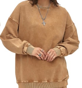 Printemps et automne nouveau teint vieilli blanc mince col rond sweat pantalons de survêtement ensemble sweat hommes couleur unie lavé sweats à capuche - Product Image 5