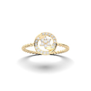 Anillo de diamante de corte redondo de moissanita de 0,13 quilates, juego de racimo floral en oro sólido de 10K, 14 y 18K con Juego de puntas hecho en" - Product Image 1