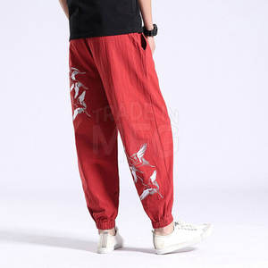 Best Selling OEM Customizable <b>Elastic</b> <b>Waist</b> <b>Trousers</b> Professional Cotton Fabric Lightweight Embroidery Design Available Bulk - Product Image 3