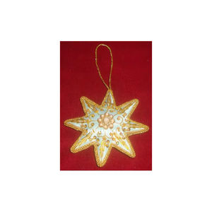 Adornos Navideños Colgantes de la Mejor Calidad de la India, Diseño Nuevo y Popular de 2024, Forma de Estrella para Bordado con Hilo Dorado - Product Image 1