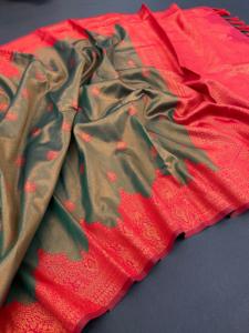 Indian Boutique Kanjivaram Seda Sari Diseñador Última Exclusiva Pesada Blusa Étnica Hermosa Elegante Nupcial Exclusiva Boda - Product Image 4