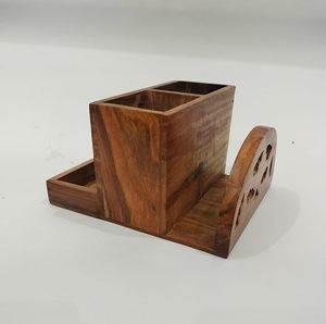 Porte-couverts en bois élégant pour organisateur de rangement de cuisine moderne et présentation de table à manger - Product Image 2