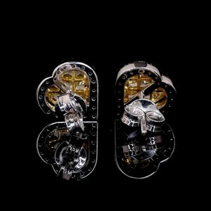 925เงินสเตอร์ลิง14K ต่างหูหัวใจชุบทองเพชรสีเหลืองและสีขาวแฟนซีธรรมชาติ JL AU E 108สง่างาม - Product Image 6