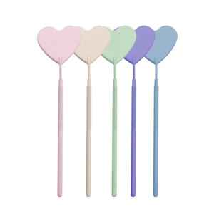 Venta al por mayor 3x en forma de corazón chapado en oro de acero inoxidable espejo de mano de maquillaje de un solo lado personalización diferentes colores - Product Image 1