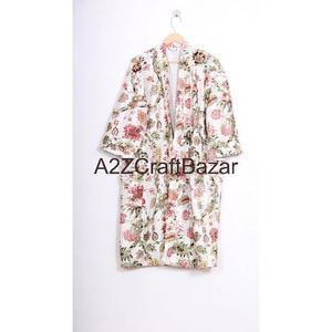 Hermoso Chaleco Corto Acolchado Kantha de Algodón con Parches Hechos a Mano para Mujer, Diseño Floral Multicolor de Invierno, Cuello en V, Cierre con Cordón - Product Image 1