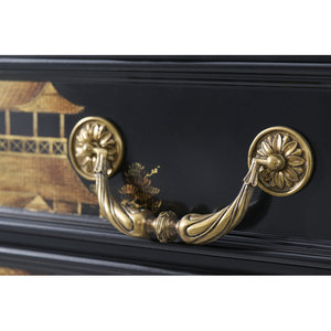 <b>Dark</b> <b>Wood</b> Secretary Writing <b>Desk</b> with Chinoiserie Panels Solid <b>Wood</b> Storage Cabinet 1-Year Warranty - Product Image 3