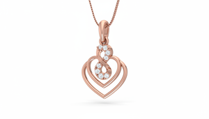 Delicado Colgante de Doble Corazón de Oro de 14K y Diamantes Naturales para Mujer - Product Image 3