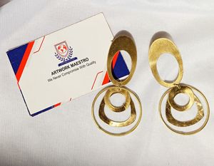 Boucle d'oreille en laiton avec un design géométrique bohème - fabrication artisanale - poids léger - Product Image 1