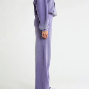 Pantalons de sport décontractés d'hiver pour femmes, taille mi-haute, couleur unie, devant plat, taille élastique, taille plus, pantalon de jogging personnalisé, 100% - Product Image 4