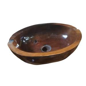 Évier en bois naturel moderne de haute qualité, écologique, pour une salle de bain, une cuisine ou une salle de bain élégante, design artisanal indonésien - Product Image 4