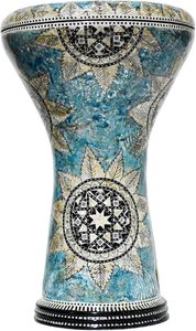 Gawharet El Fan 17,5 pouces, corps en aluminium moulé professionnel, mosaïque artisanale, motif floral bleu turquoise, étoile pour doumbek/darbuka égyptien - Product Image 4