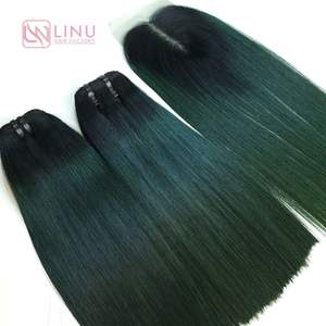 ผมมนุษย์ผม100% สีเขียวแบบไล่เฉดสีผมตรง - Product Image 3
