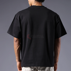 Venta al por mayor camiseta unisex de gran tamaño 350GSM peso pesado Boxy Fit Streetwear algodón camiseta logotipo personalizado fabricante - Product Image 2