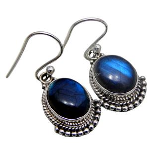 Boucles d'oreilles pendantes en argent sterling 925 pour femmes Pierre précieuse de labradorite naturelle pour filles Style élégant - Product Image 1