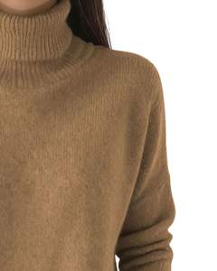Customized <b>Women</b> Camel Turtleneck Sweater Wool Acrylic Knit Pullover Long Sleeve Winter <b>Warm</b> Custom Manufacturer OEM Wholesale - Product Image 2