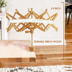 Enrouleur à fil en bois fait main de 24 pouces, support pour le tricot, le crochet, le bricolage, le rangement et l'organisation du fil - Product Image 4