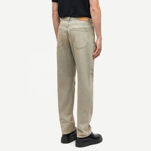 100% pantalones vaqueros de algodón de ajuste Regular Casual cómodos pantalones de mezclilla de color desteñido para hombres precio razonable logotipo personalizado servicio OEM - Product Image 4