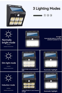 IP65 ABS nhỏ hiện đại LED năng lượng mặt trời đèn tường 800mA 1200mA cảm biến chuyển động 3 chế độ an ninh ánh sáng ngoài trời không thấm nước vườn - Product Image 3