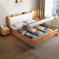 "Panneau de Bois Minimaliste Super King Size Cadre de Lit en Bois avec Rangement"