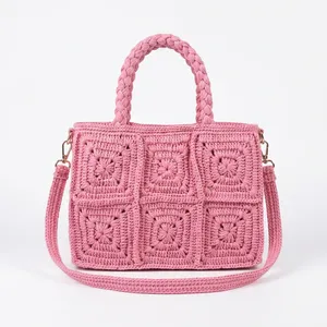 <b>Crochet</b> Evening Bag Bohemian <b>Handbag</b> Rope Handle Shoulder Purse Custom Color Gift Party Tote - Product Image 1