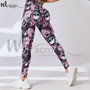 Leggings Deportivos de Cintura Ancha con Estampado Floral y de Calavera, Transpirables, de Primera Calidad, Hechos en Pakistán, del Mejor Proveedor - Product Image 2