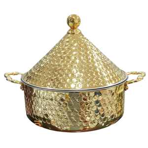 Casserole moderne en acier inoxydable doré pour les fêtes de mariage et la vaisselle de présentation des desserts pour buffet - Product Image 1