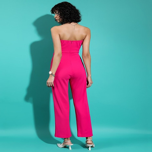 Ensemble de combinaisons élégantes et solides sans col pour femmes Tissu éponge pour les occasions formelles Vêtements de travail quotidiens Combinaisons respirantes pour femmes - Product Image 3