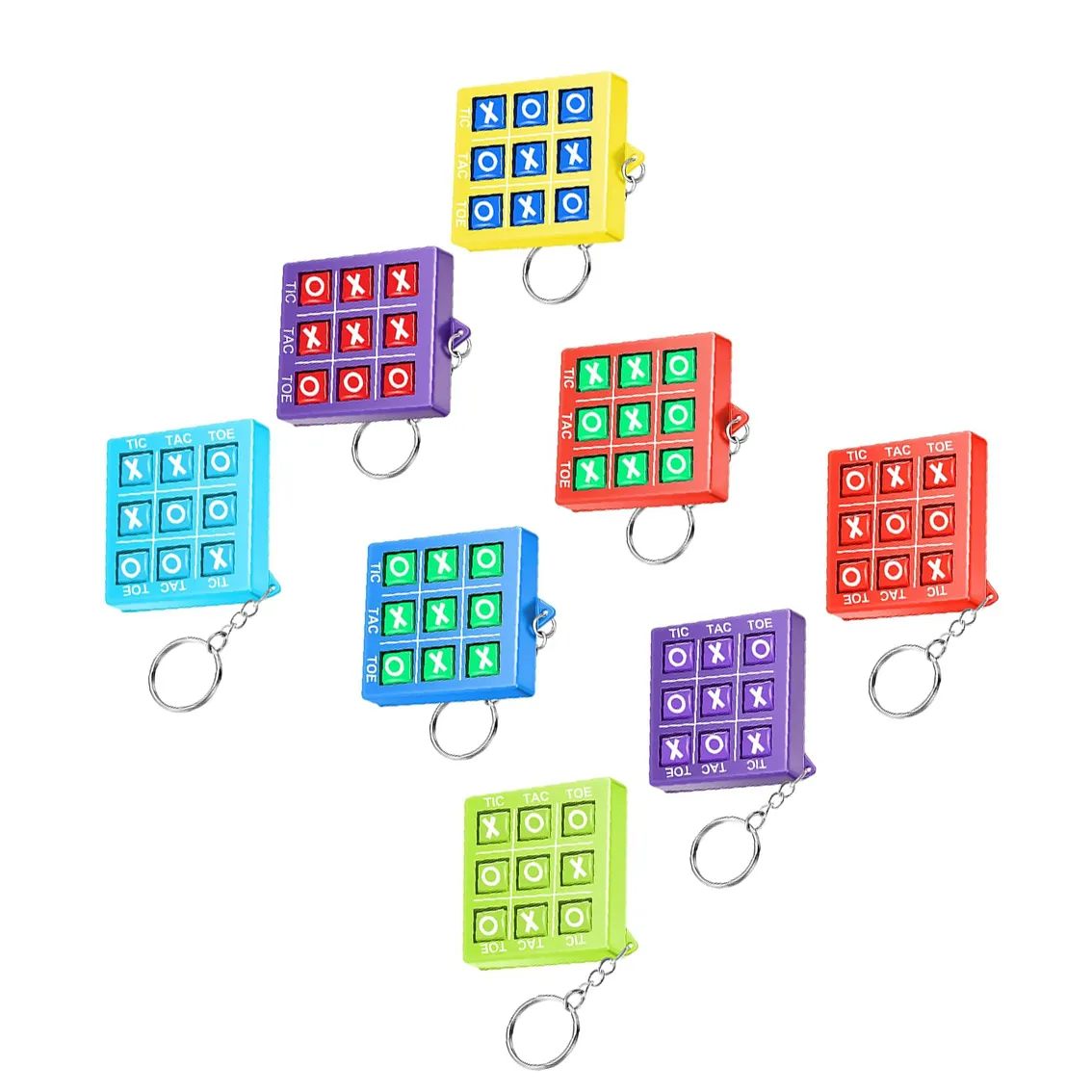 Tic Tac Toe Sleutelhanger Valentine 'S Party Bevoordeelt Plastic Sleutelhouders Voor Mini Rugzak Clip Jongen Meisje Verjaardagsfeestje Geschenken