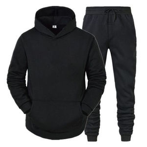 Ensemble de survêtement deux pièces de haute qualité avec logo personnalisé, coupe classique, blocs de couleur, capuche et pantalon de jogging, streetwear - Product Image 4